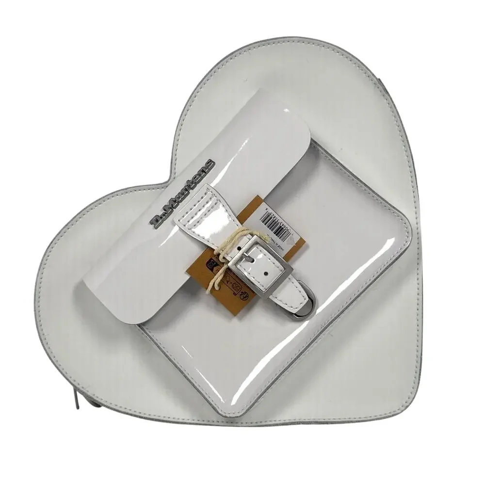Dr Martens Heart Bag White Kiev Leather Backpack Crossbody NWT‎